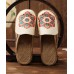 Red Embroideried Cotton Linen Fabric Slippers Shoes