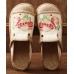 Simple Splicing Flat Shoes Beige Embroideried Cotton Linen Fabric