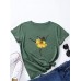Women Flower Dancing Girl Print O  Neck Short Sleeve Multi  Color T  Shirt